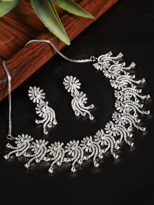 Silver-Plated AD-Studded Handcrafted Jewellery Set - Jazzandsizzle