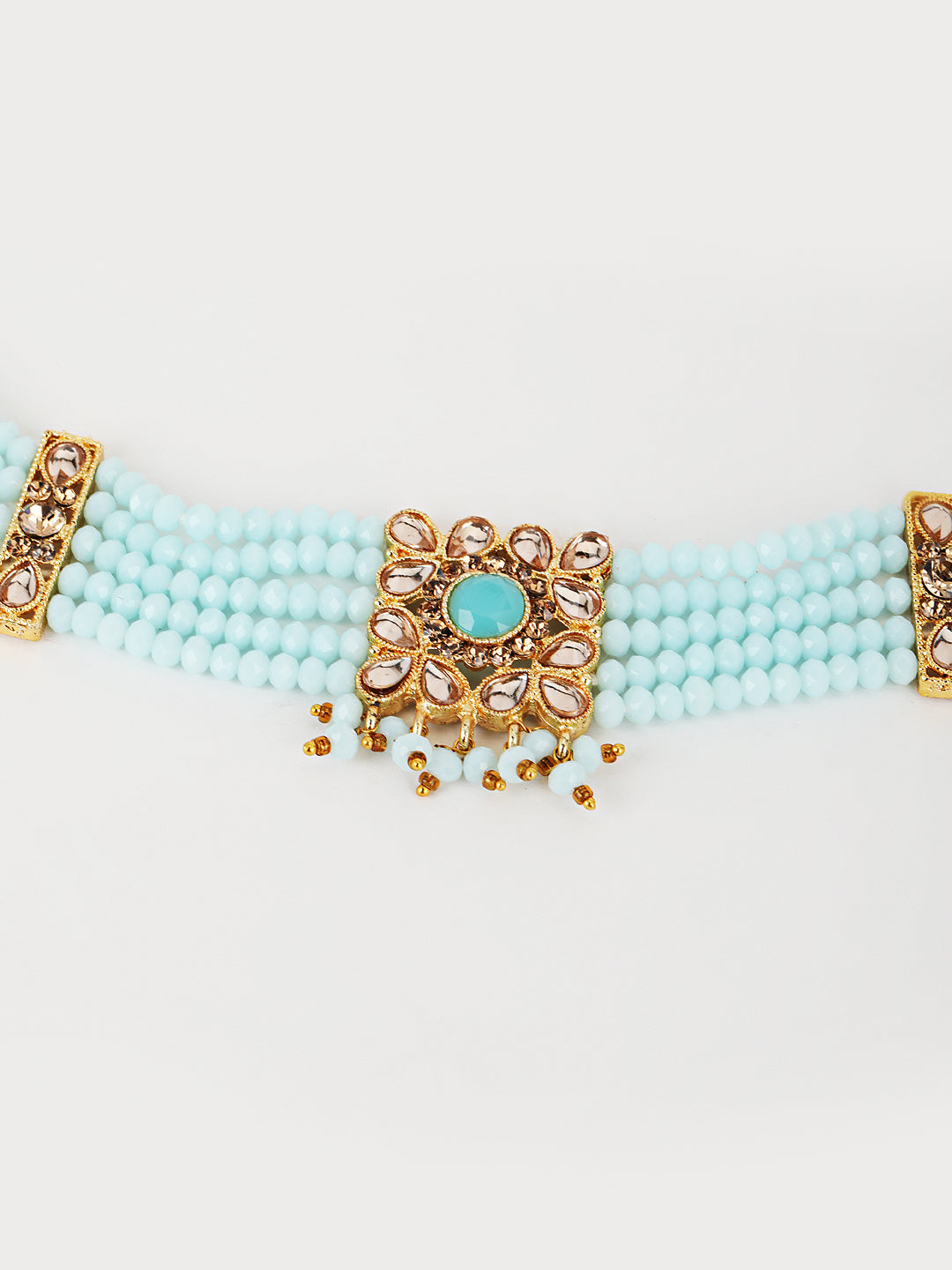 Blue Kundan Gold Plated Choker Set with Maangtika - Jazzandsizzle