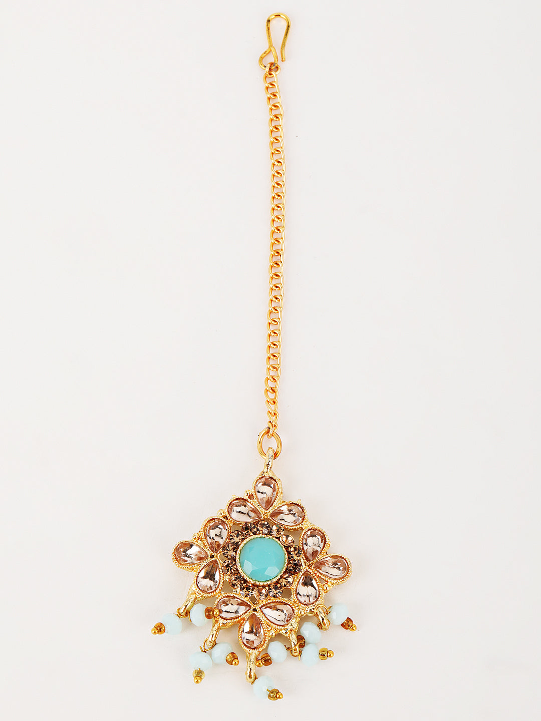 Blue Kundan Gold Plated Choker Set with Maangtika - Jazzandsizzle