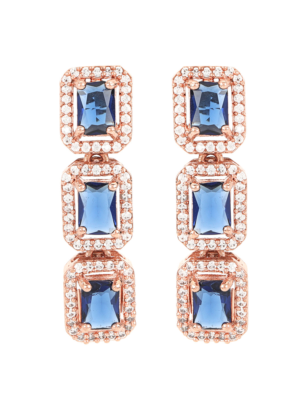 Blue American Diamond Gold-Plated Jewellery Set