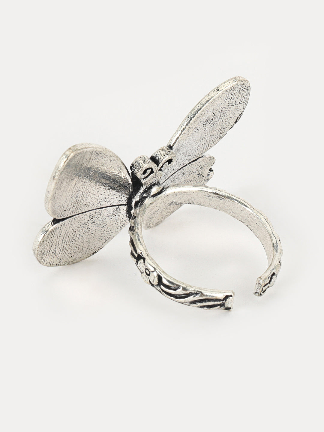 Butterfly Inspired German Silver Adjustable Finger Ring - Jazzandsizzle