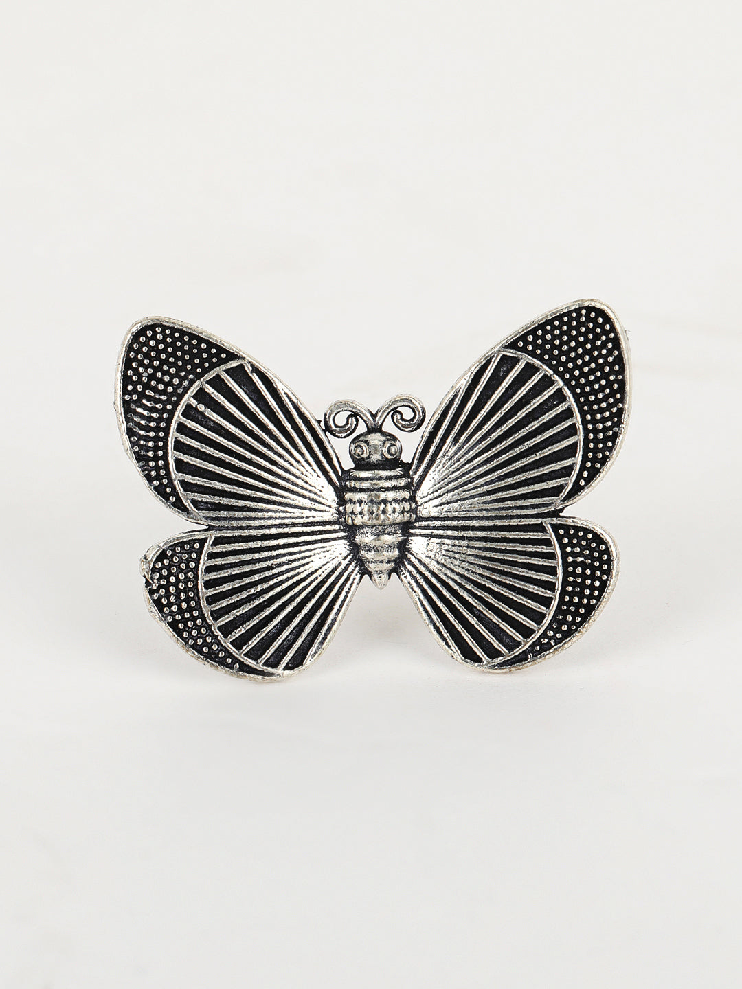 Butterfly Inspired German Silver Adjustable Finger Ring - Jazzandsizzle