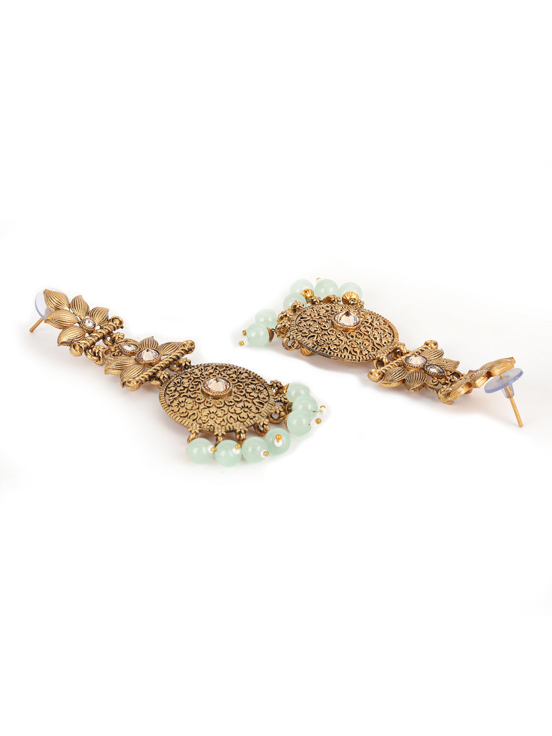 Antique Gold-Plated Textured Handcrafted Floral pattern Classic Drop Earrings - Jazzandsizzle