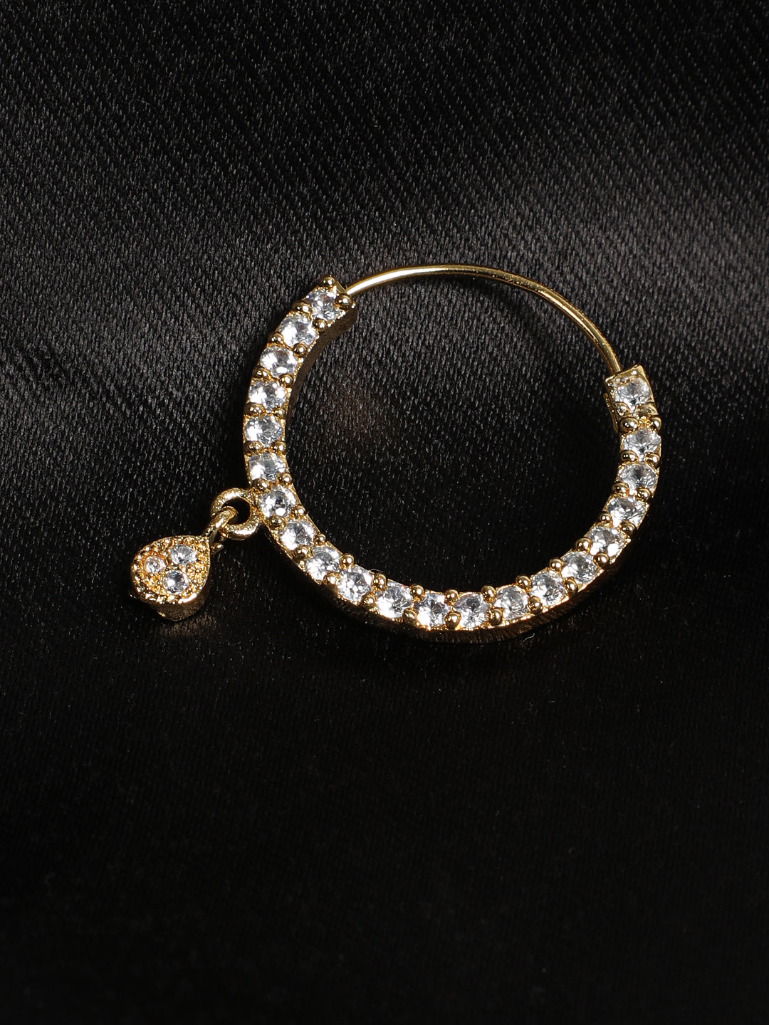 Gold-Plated American Diamond Studded Brass Traditional Nose Pin - Jazzandsizzle