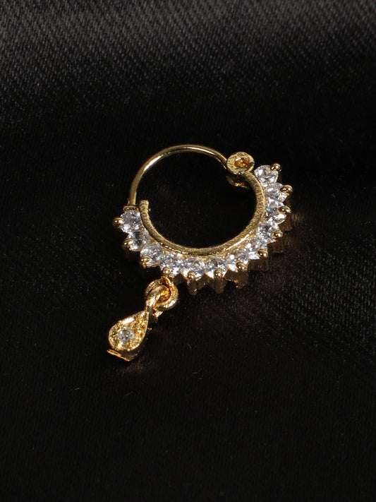 Gold-Plated American Diamond Studded Traditional Nose Pins - Jazzandsizzle