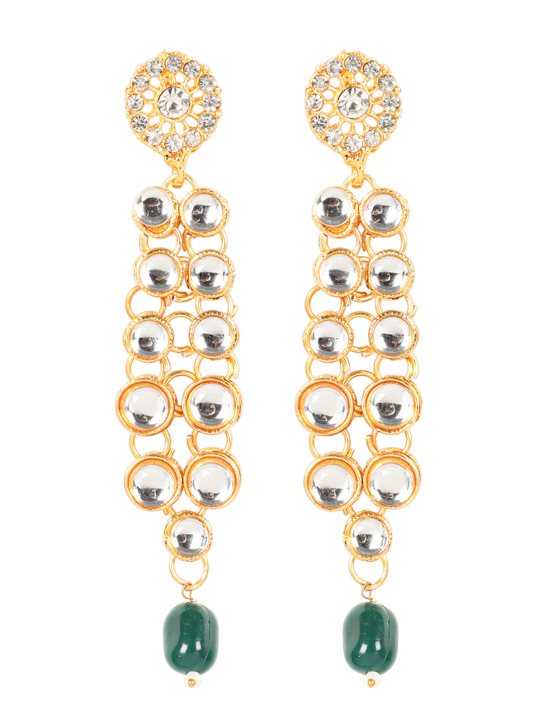 Green Gold-Plated Bridal Kundan Layered Jewellery Set - Jazzandsizzle