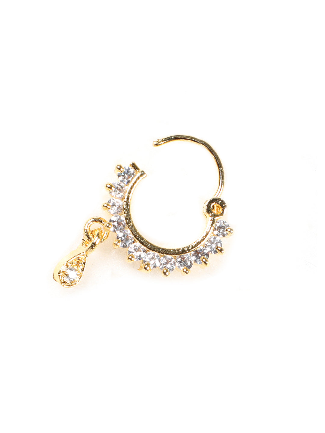 Gold-Plated American Diamond Studded Traditional Nose Pins - Jazzandsizzle