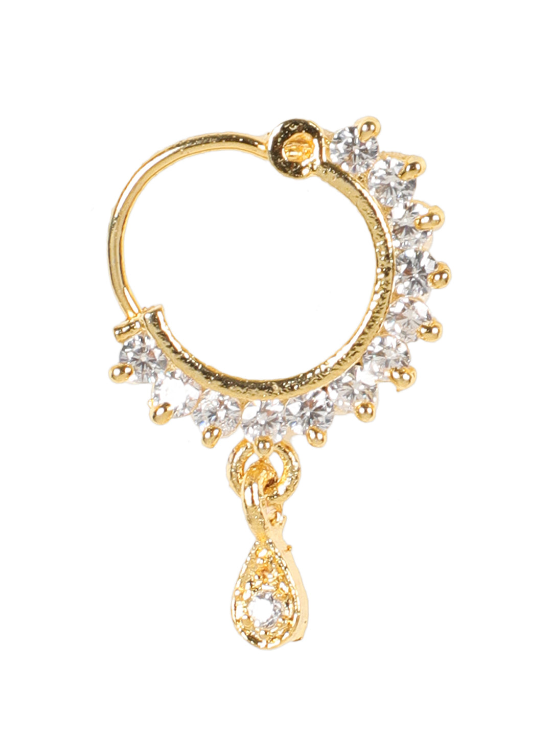 Gold-Plated American Diamond Studded Traditional Nose Pins - Jazzandsizzle