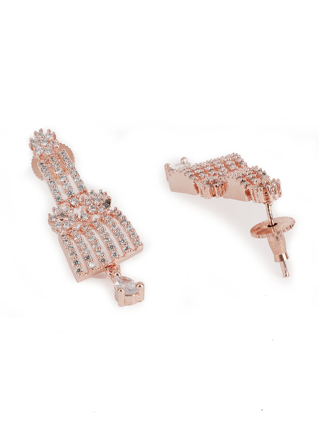American Diamond Cubic Zirconia Rose Gold Plated Jewellery Set - Jazzandsizzle