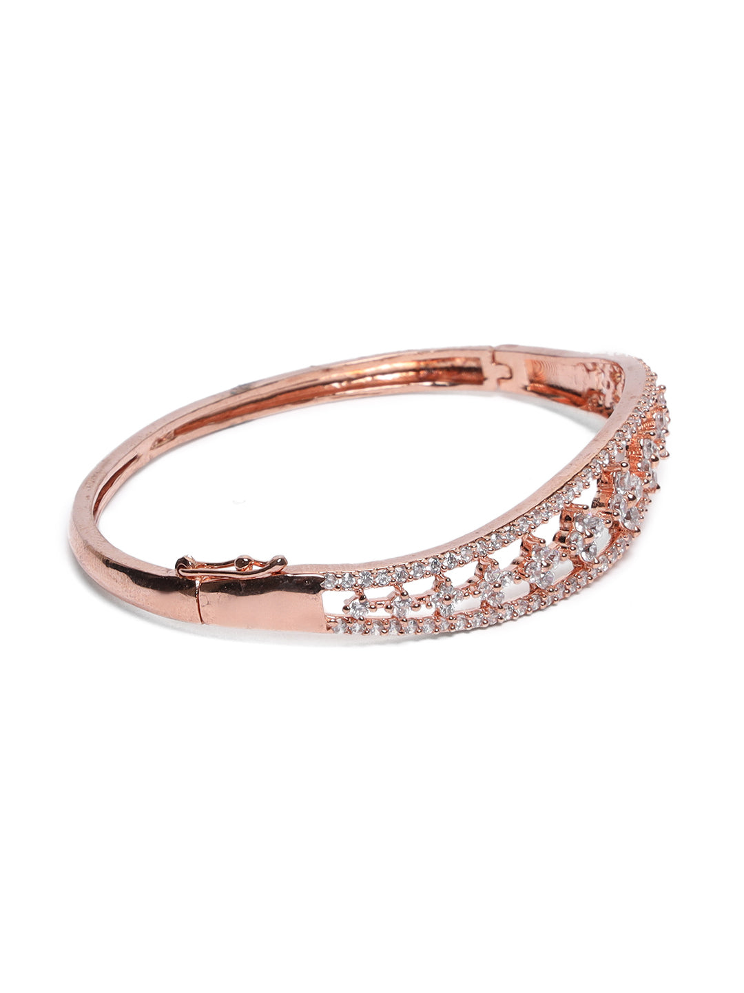 Rose Gold-Plated American Diamond Studded Bracelet - Jazzandsizzle