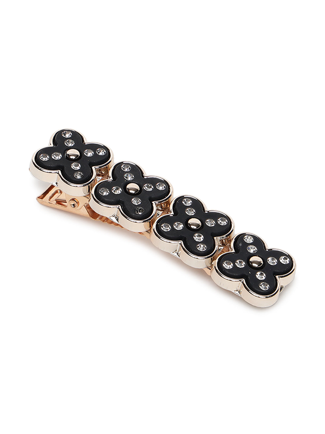 White & Black Set of 2 Embellished Alligator Hair Clip - Jazzandsizzle