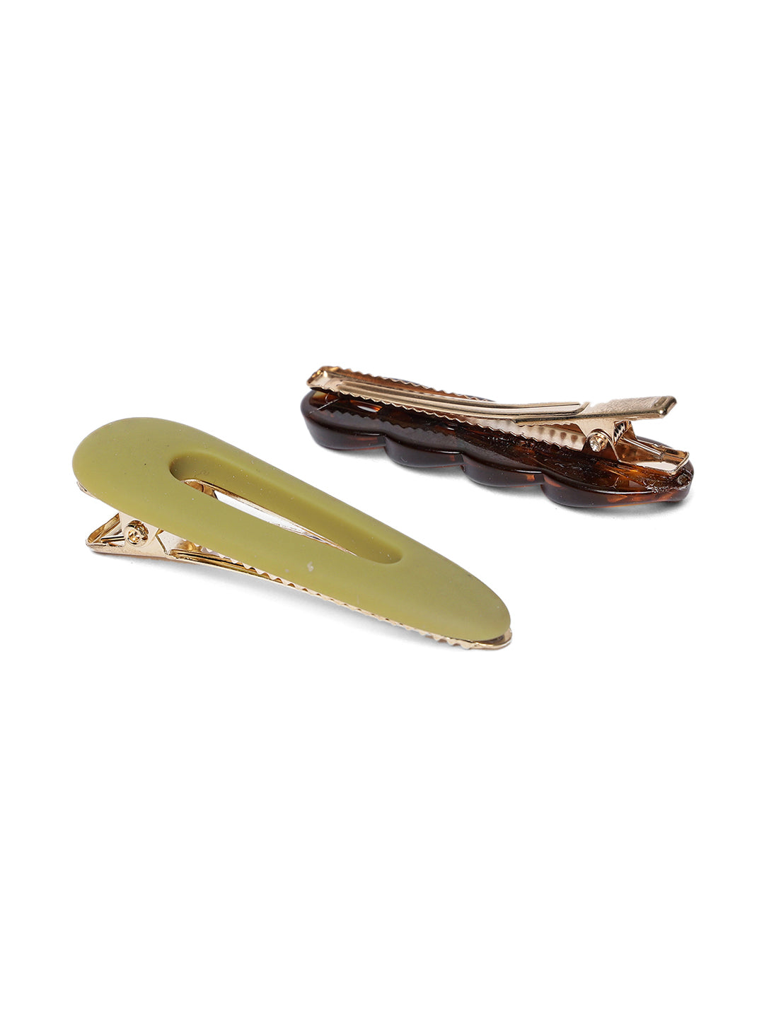 Multi-Color Pearls Gold Plated Set of 6 Alligator Hair Clip