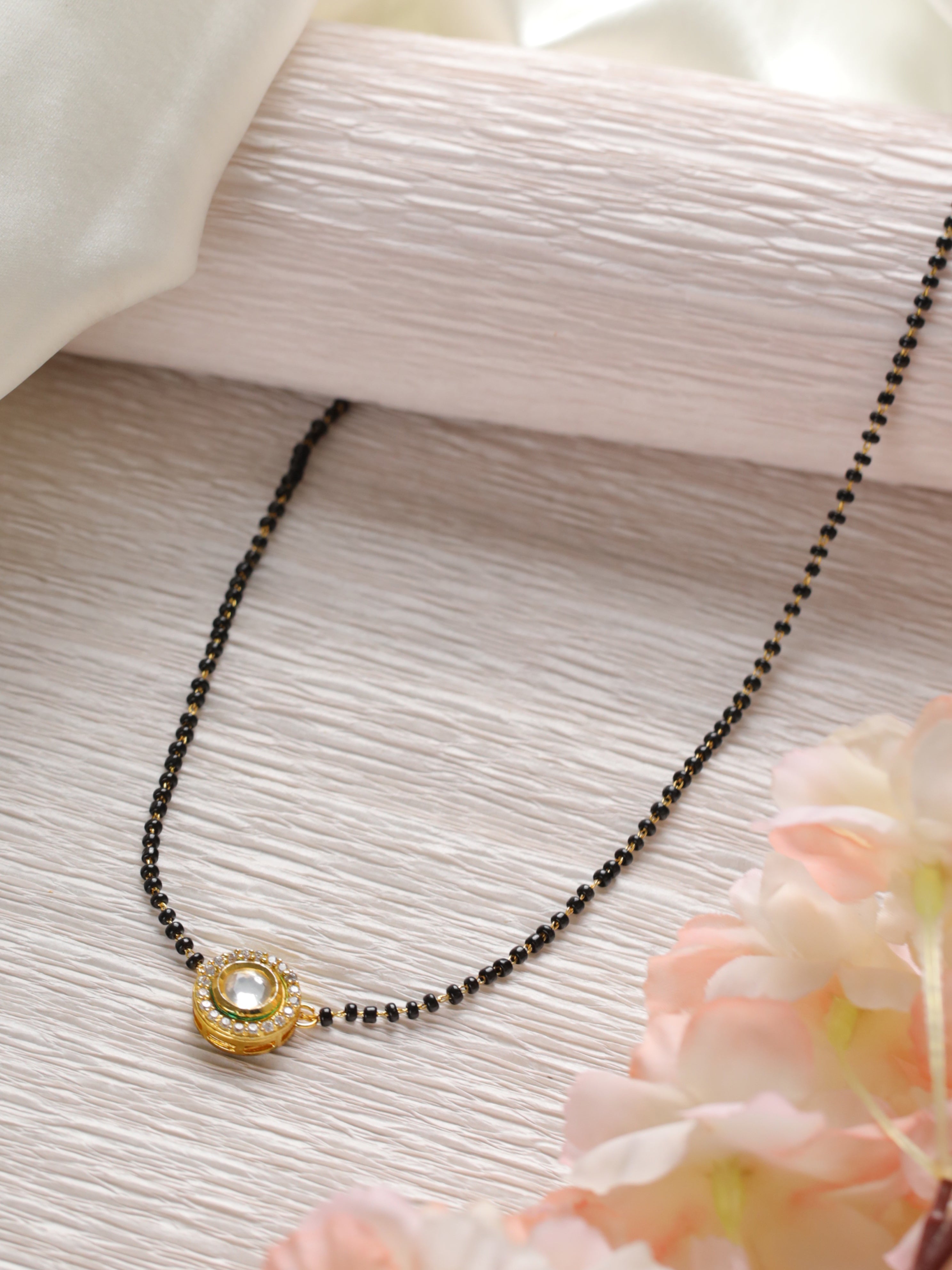 Black & Gold Kundan Mangalsutra - Jazzandsizzle