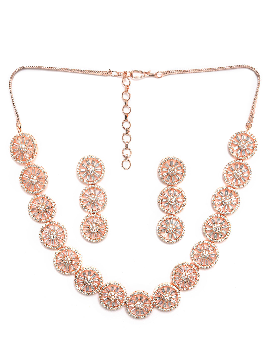 Rose Gold-Plated AD-Studded Handcrafted Jewellery Set - Jazzandsizzle