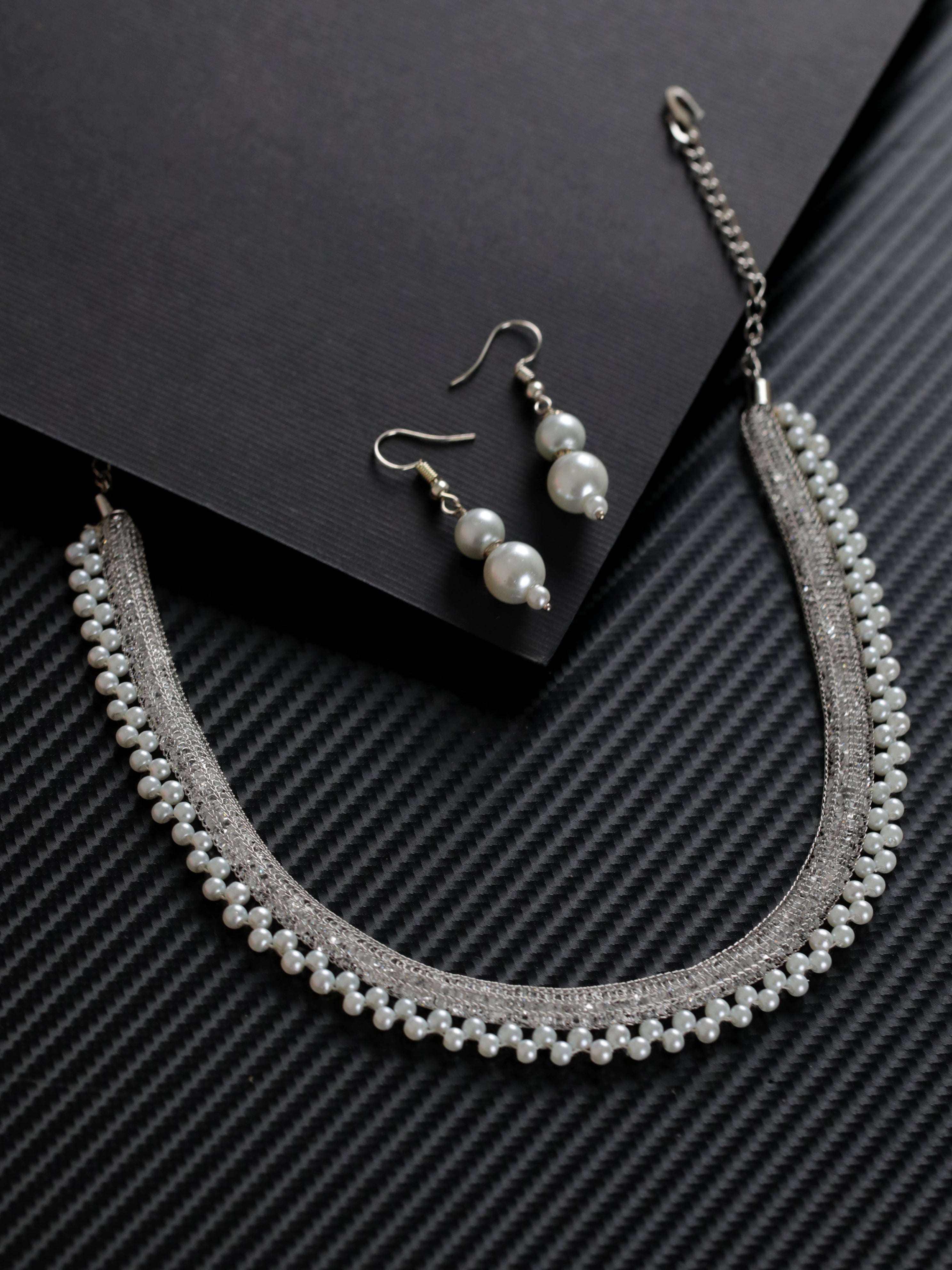 Silver Plated & White Pearl Jewellery set - Jazzandsizzle