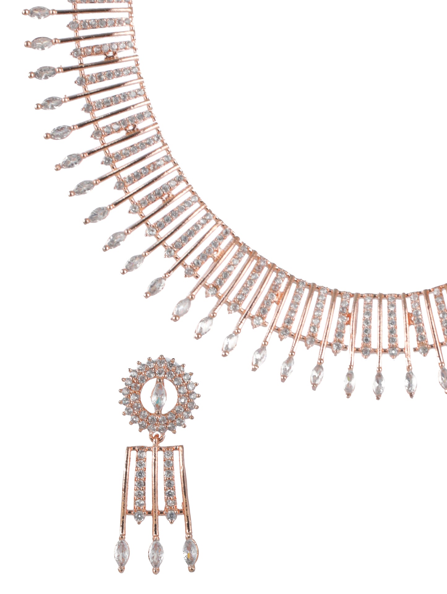 Rose Gold-Plated American Diamond Studded Jewellery Set - Jazzandsizzle