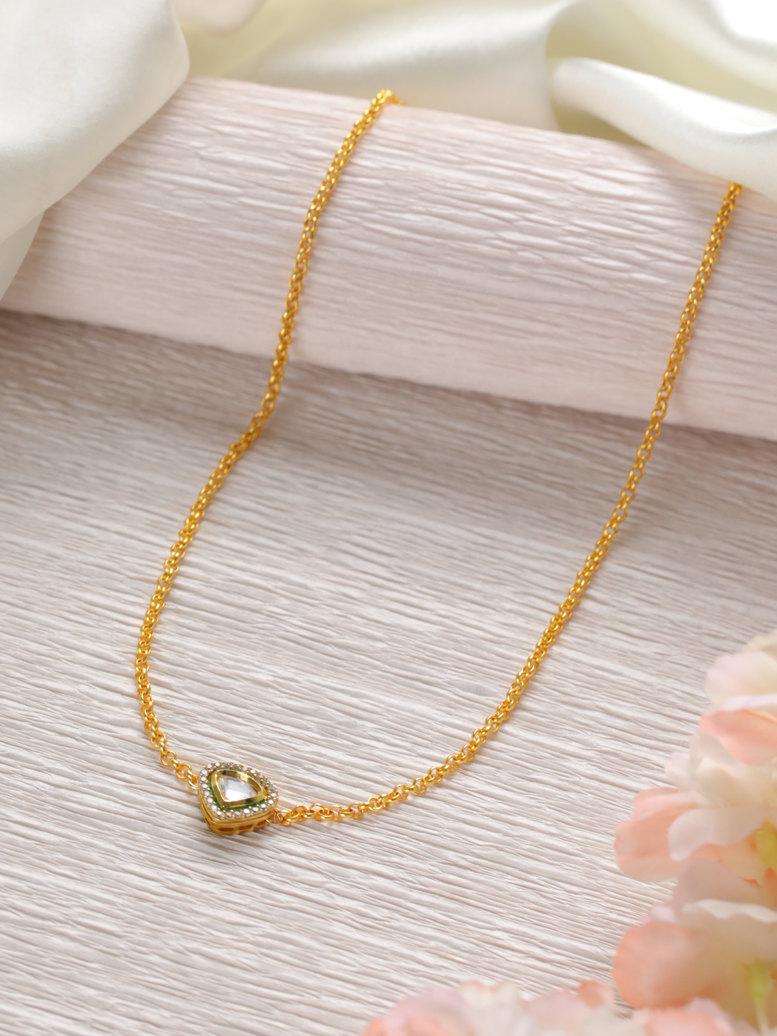 Gold-Plated & Kundan Studded Necklace