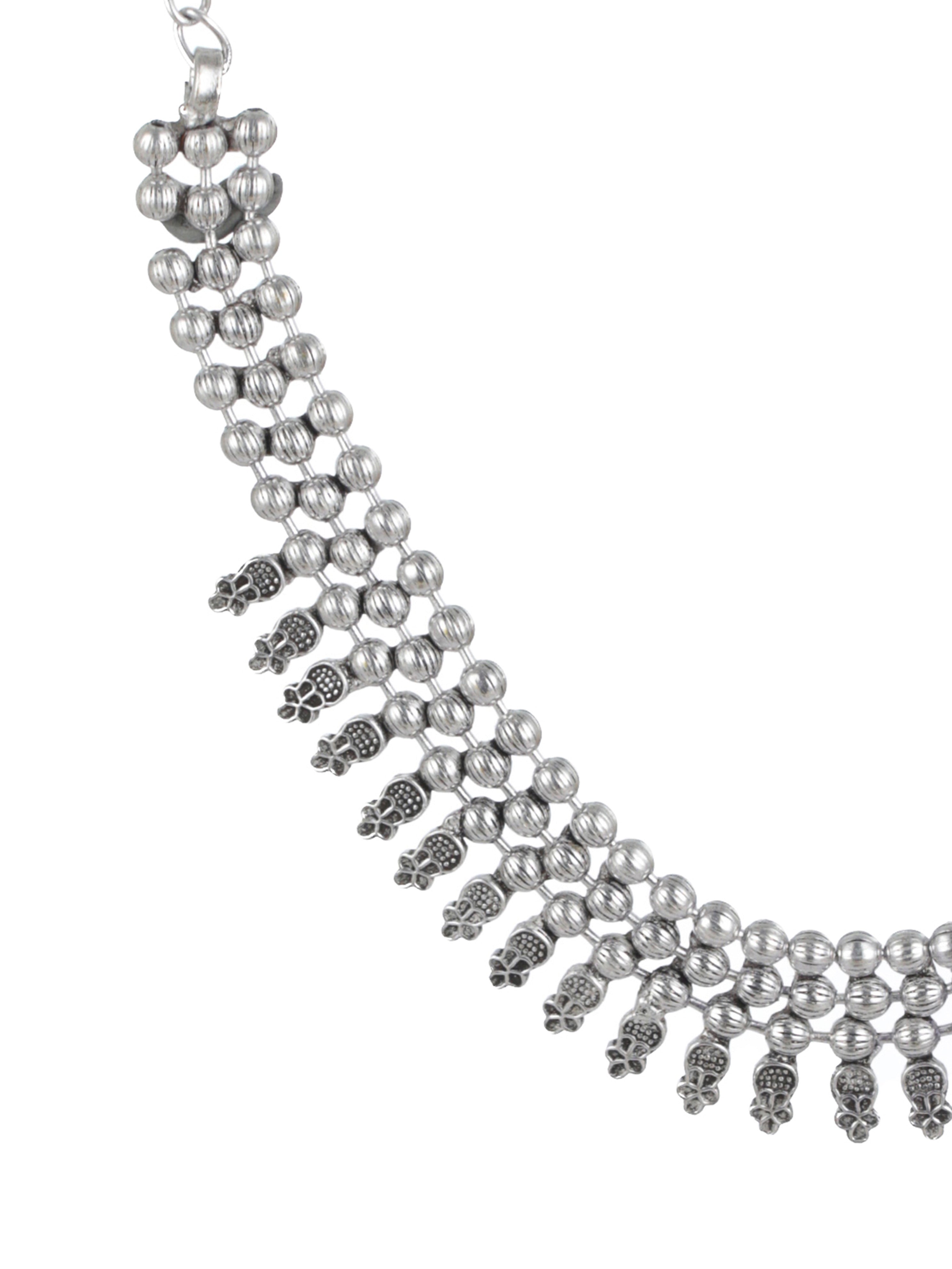 Silver-Toned German Silver & Silver-Plated Oxidised Necklace - Jazzandsizzle