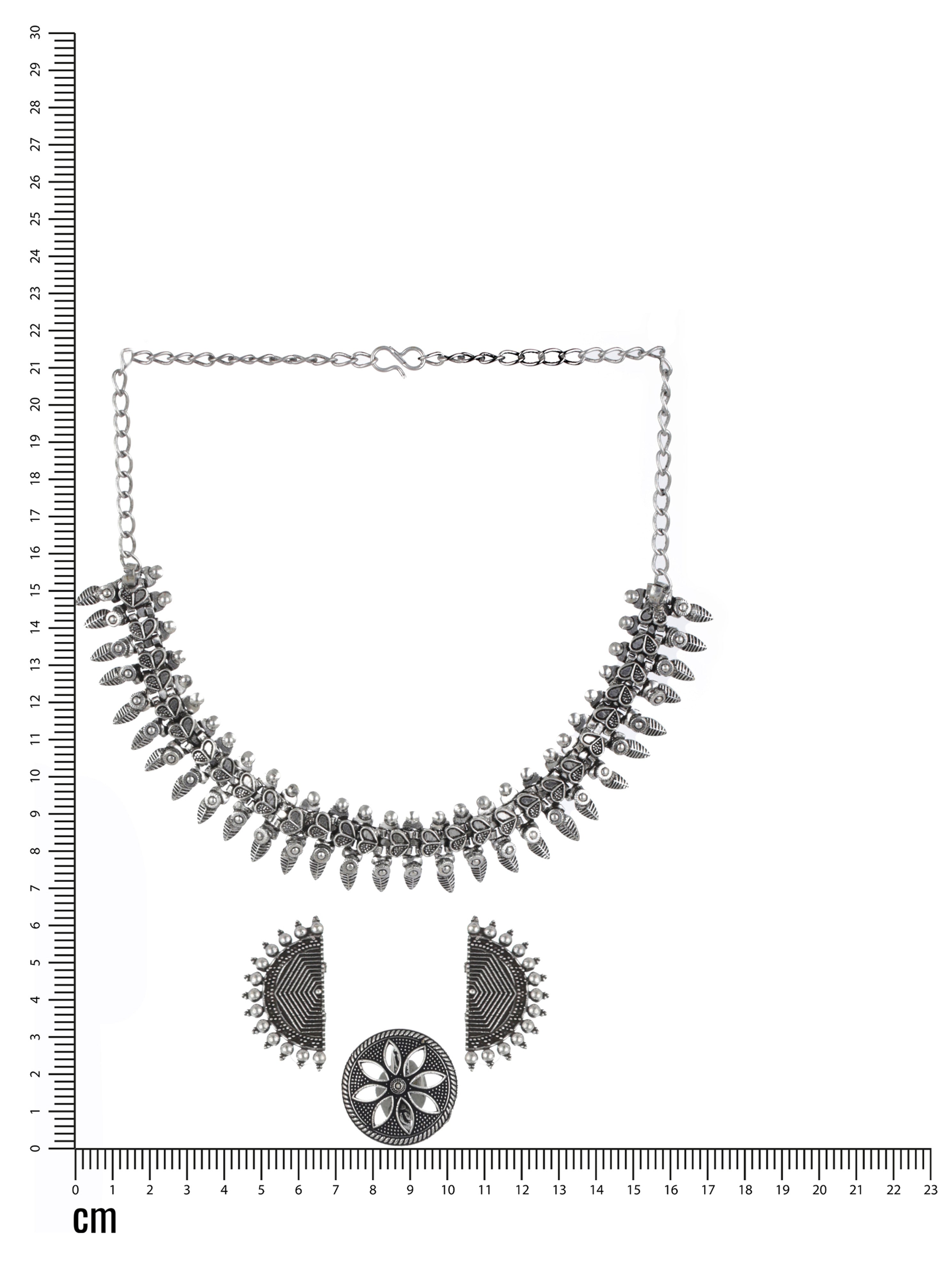 Oxidised Silver-Plated German Silver Jewellery Set with Ring - Jazzandsizzle