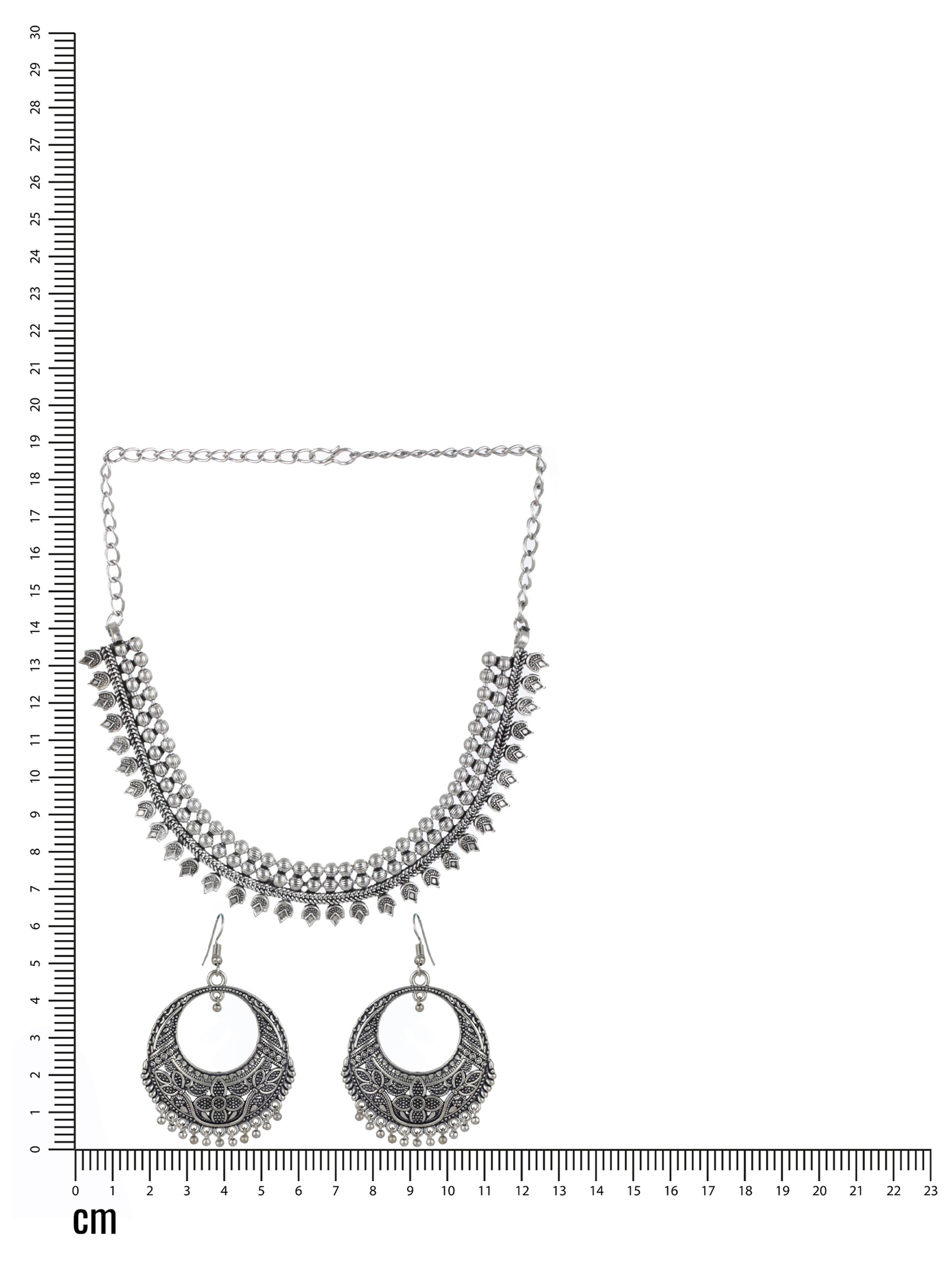 Silver-Toned & German Silver-Plated & Oxidised Jewellery Set - Jazzandsizzle