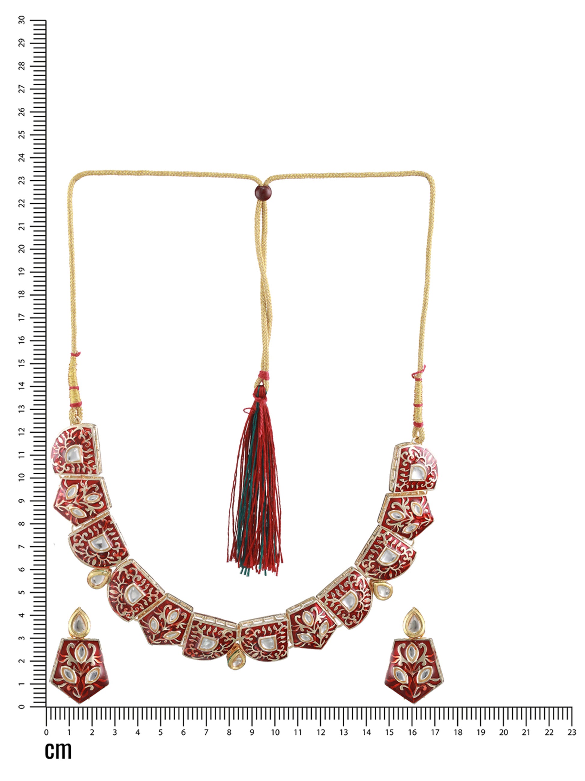 Maroon Gold-Plated Enamelled and kundan studded Handcrafted Jewellery Set - Jazzandsizzle