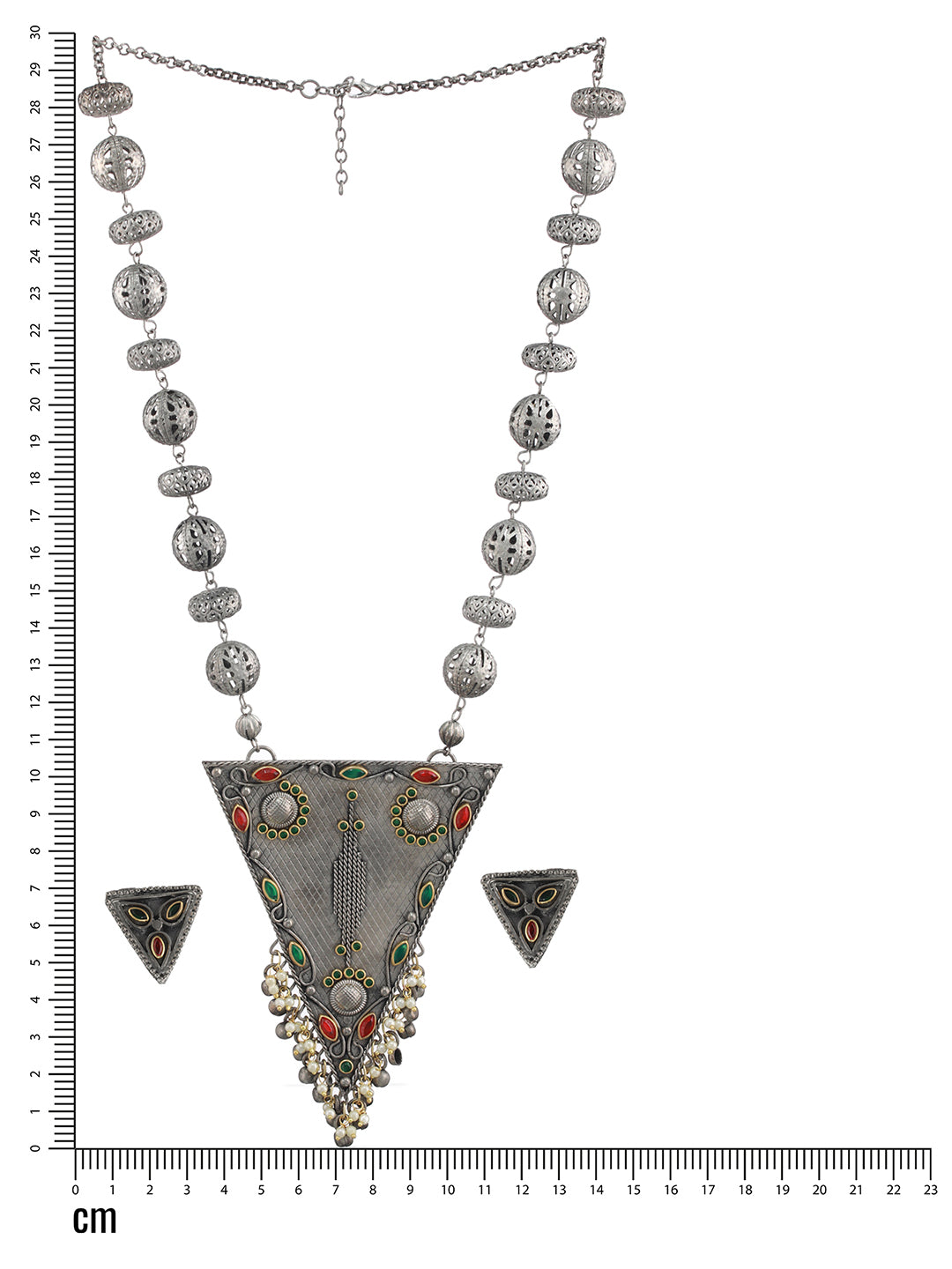 Oxidised Silver-Plated & Kundan Studded & Ghungroo Beads Handcrafted Jewellery Set - Jazzandsizzle