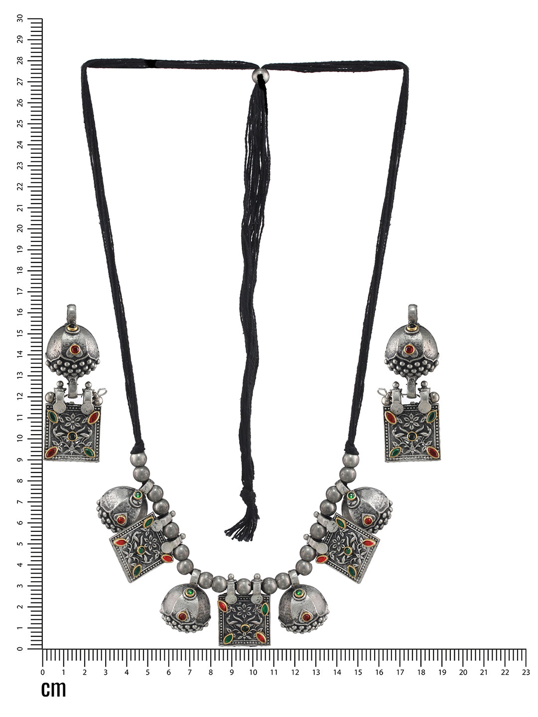 Silver-Plated Kundan-Studded & Beaded Jewellery Set - Jazzandsizzle