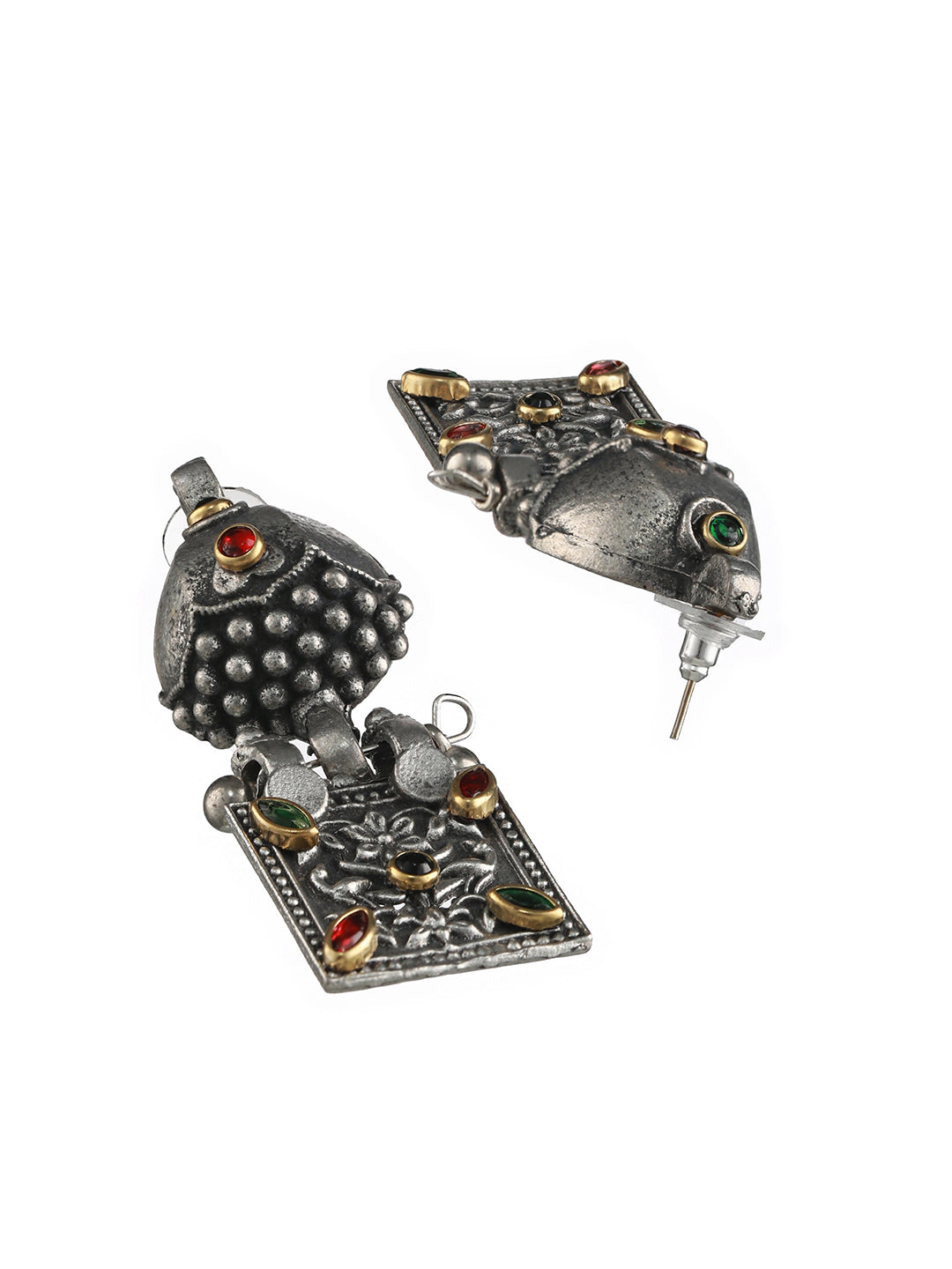 Silver-Plated Kundan-Studded & Beaded Jewellery Set - Jazzandsizzle