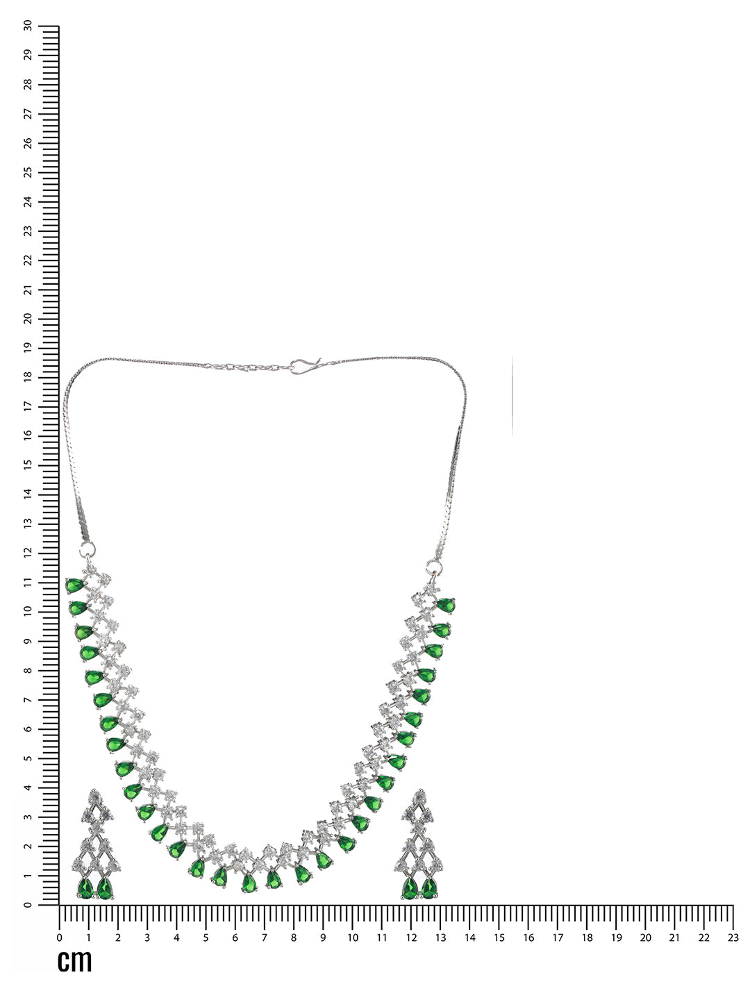 Silver-Plated Green American Diamond Studded Jewellery Set - Jazzandsizzle