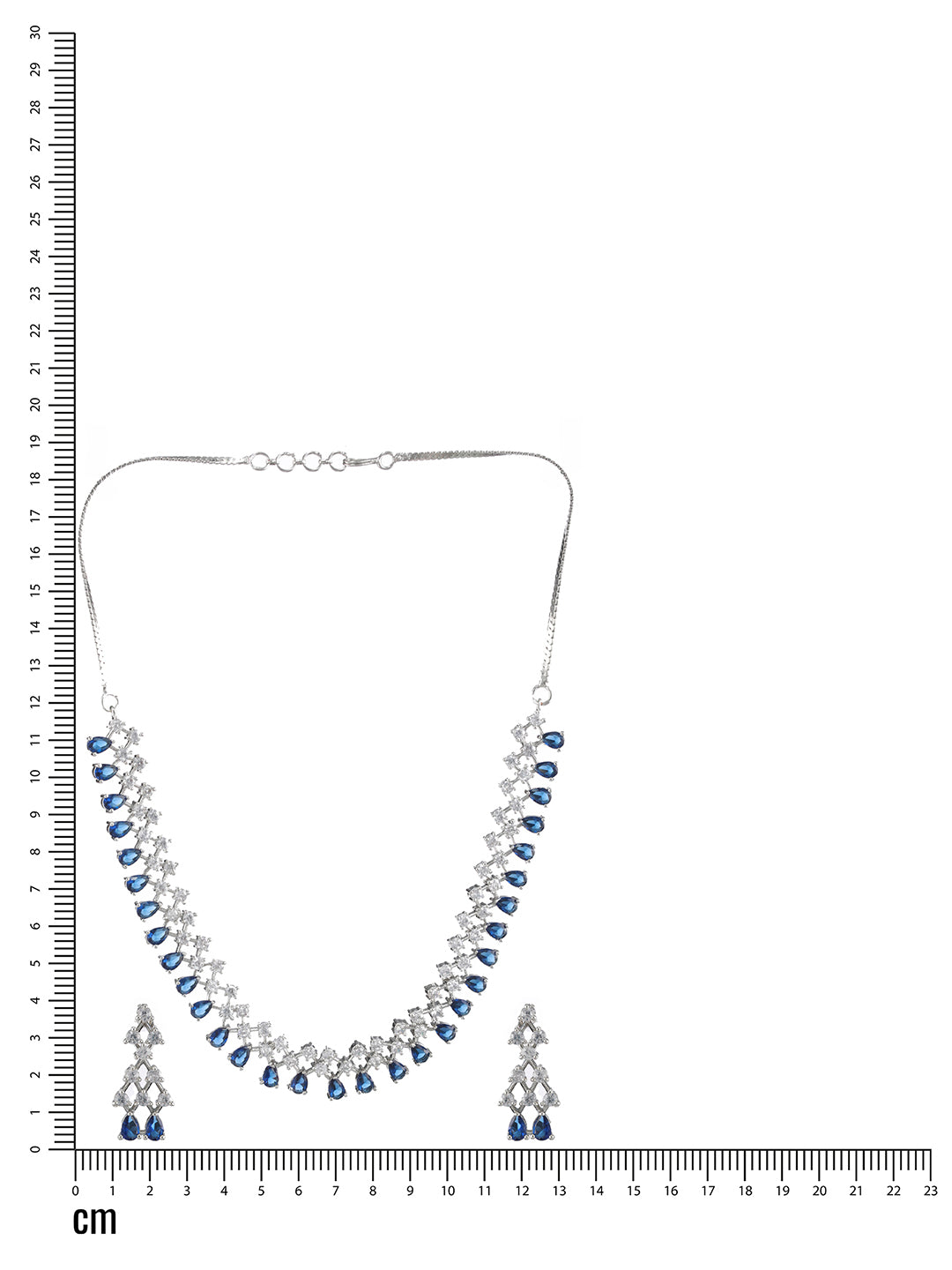 Silver-Plated Blue American Diamond Studded Jewellery Set - Jazzandsizzle