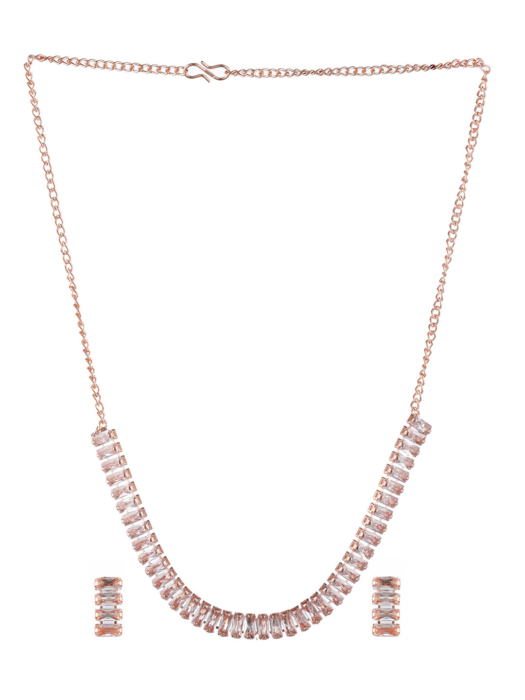 Rose-Gold Plated American diamond Studded Handcrafted Jewellery Set - Jazzandsizzle