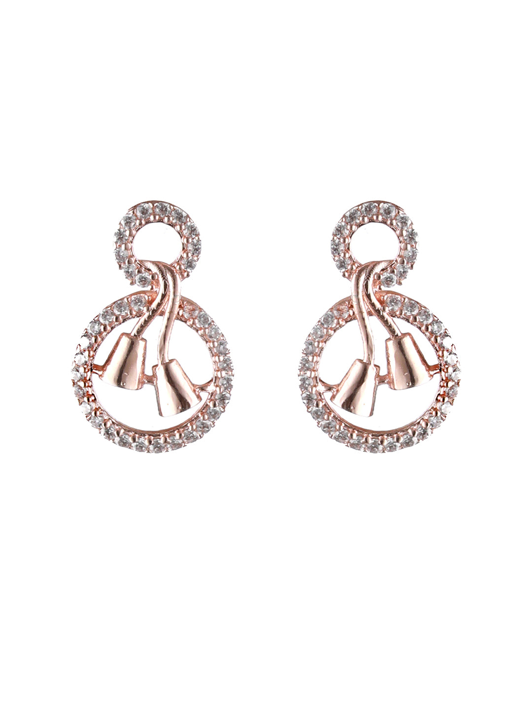 Rosegold-Plated Rose Gold CZ Studded Round Jewellery Set - Jazzandsizzle