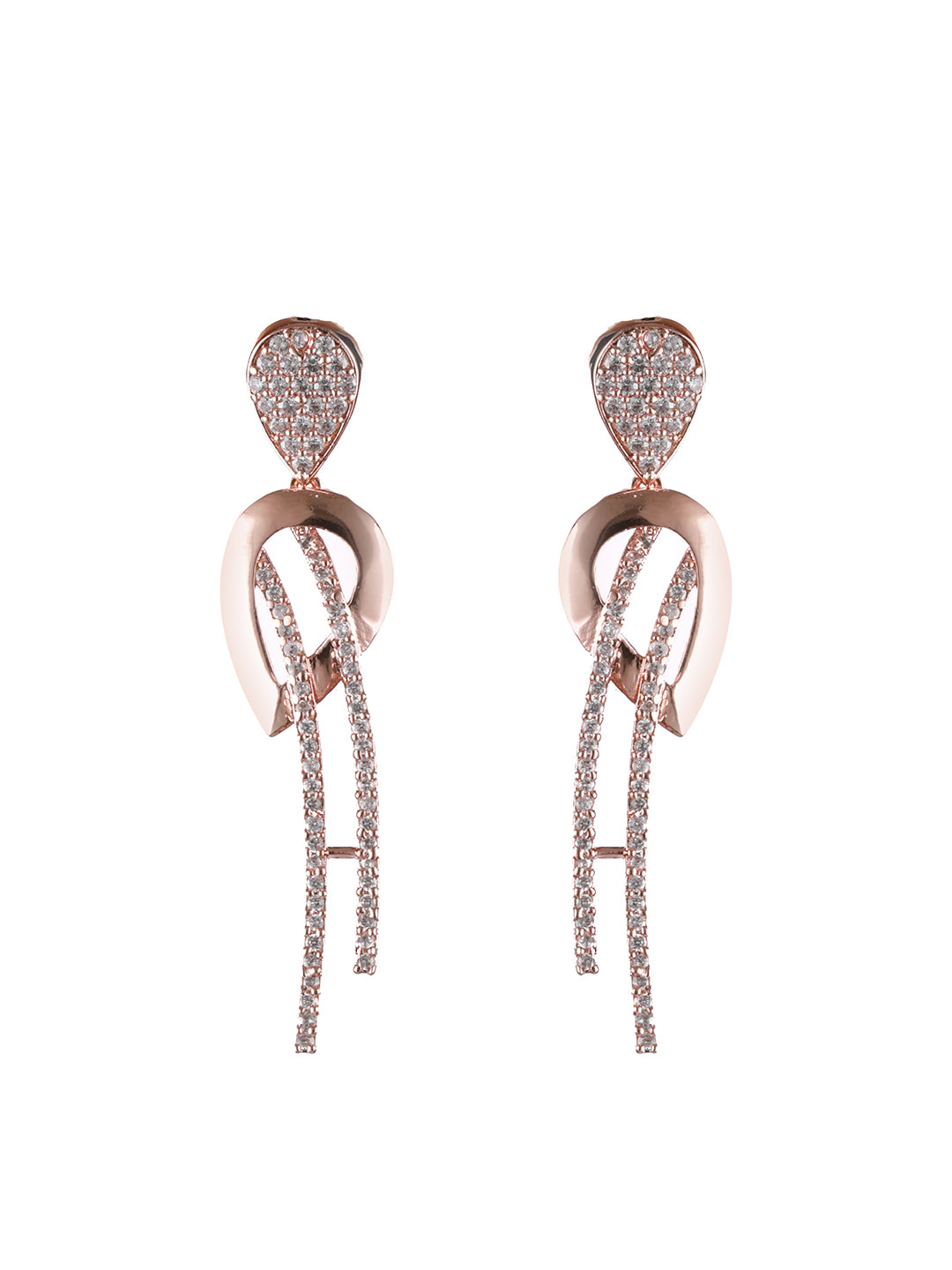 Rosegold-Plated Rose Gold CZ Studded Jewellery Set - Jazzandsizzle