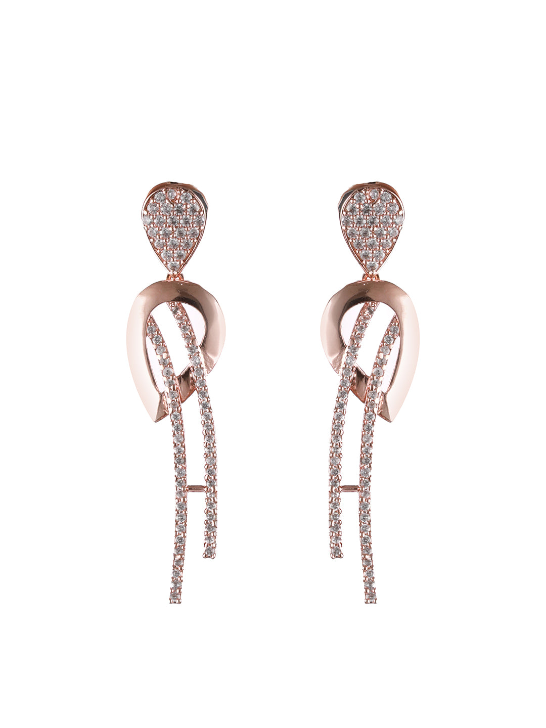 Rosegold-Plated Rose Gold CZ Studded Jewellery Set - Jazzandsizzle