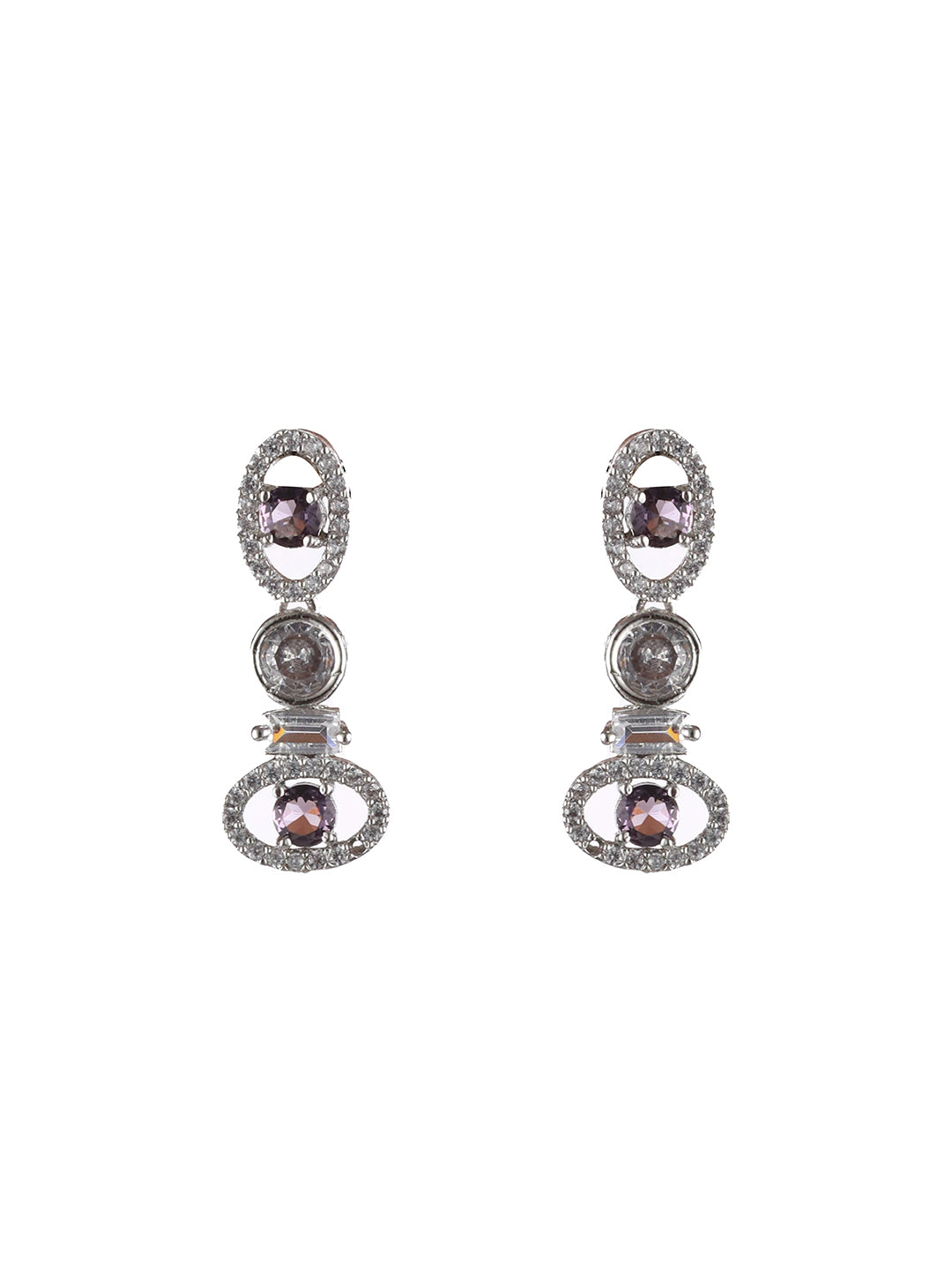 Silver Plated Blue & White American Diamond Studded Handcrafted Jewellery Set