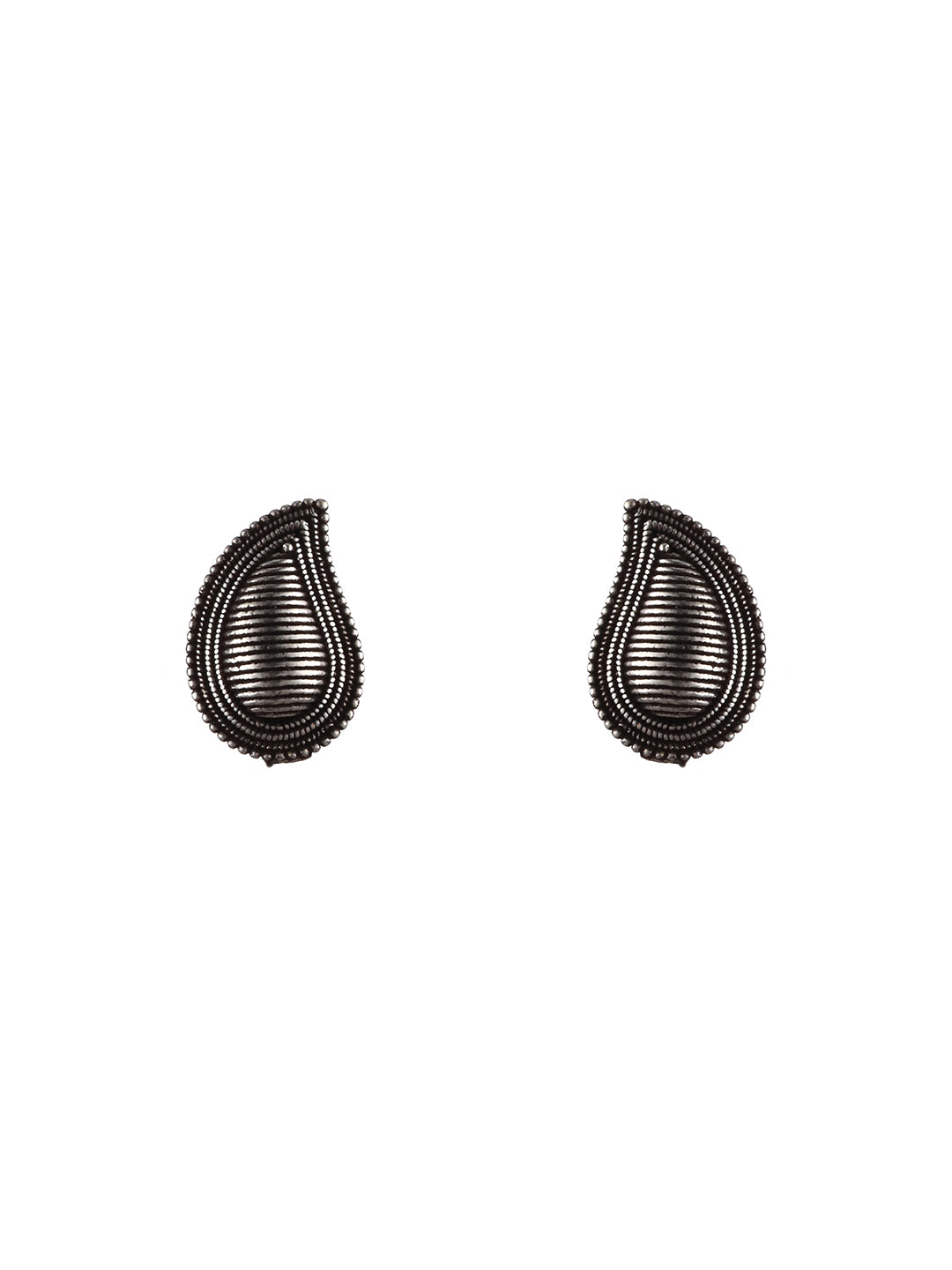 Oxidised Silver-Tone Black Stone Studded Jewellery Set - Jazzandsizzle