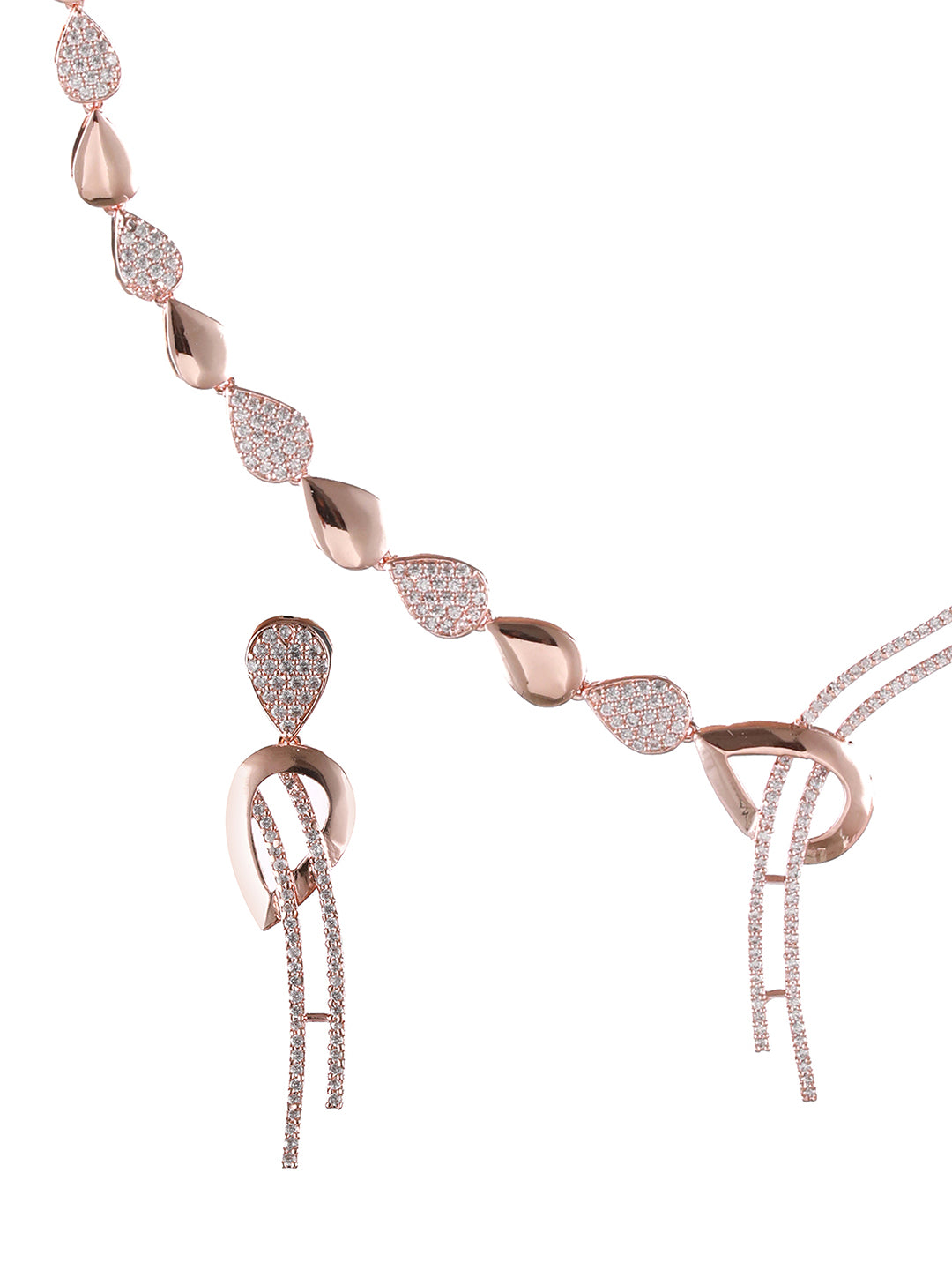 Rosegold-Plated Rose Gold CZ Studded Jewellery Set