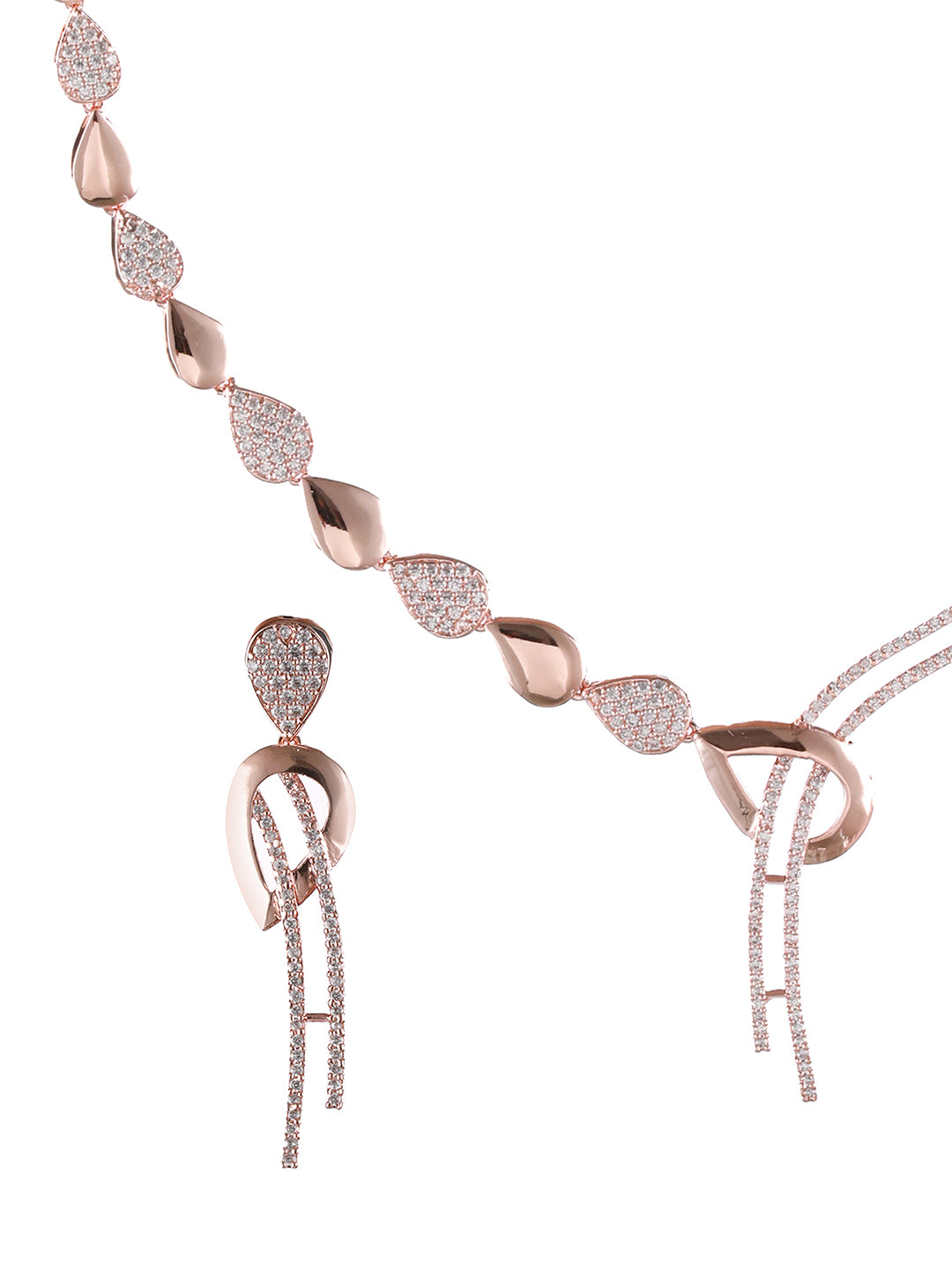 Rosegold-Plated Rose Gold CZ Studded Jewellery Set - Jazzandsizzle