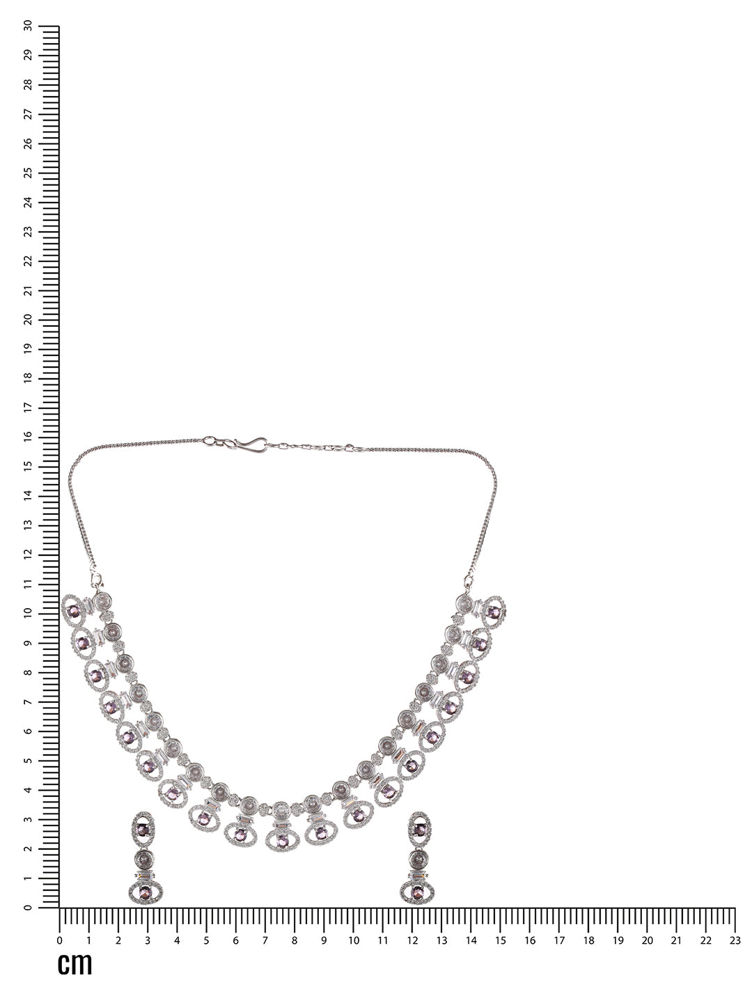 Silver Plated Blue & White American Diamond Studded Handcrafted Jewellery Set - Jazzandsizzle