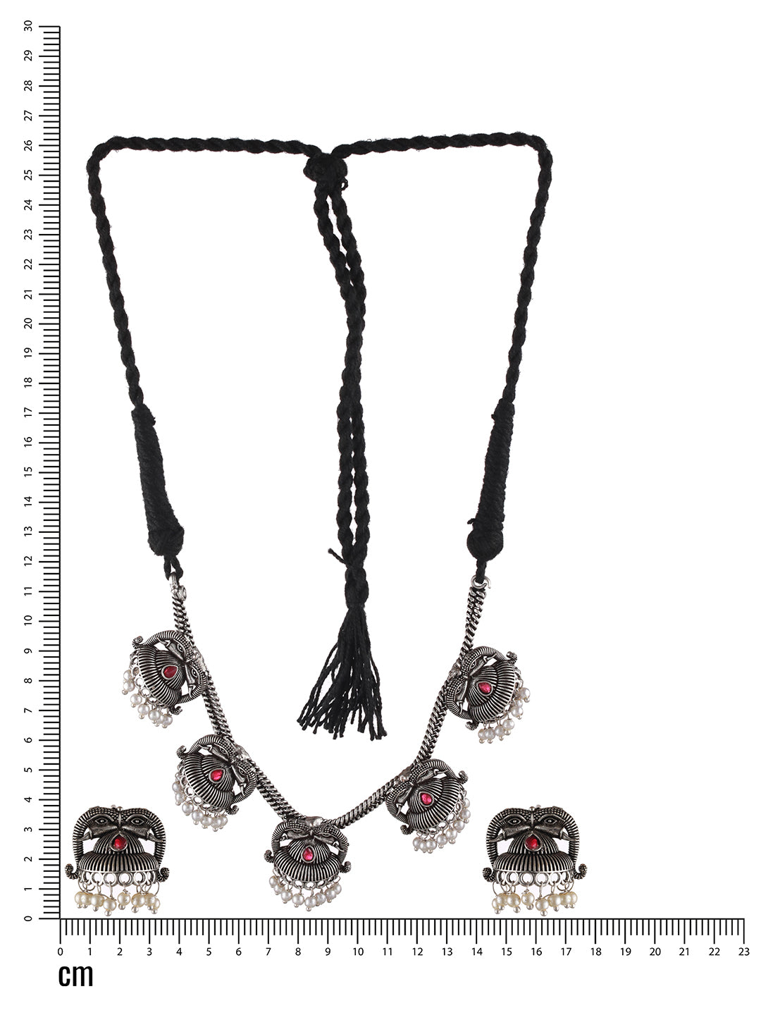 Oxidised Silver-Tone Floral Jewellery Set - Jazzandsizzle