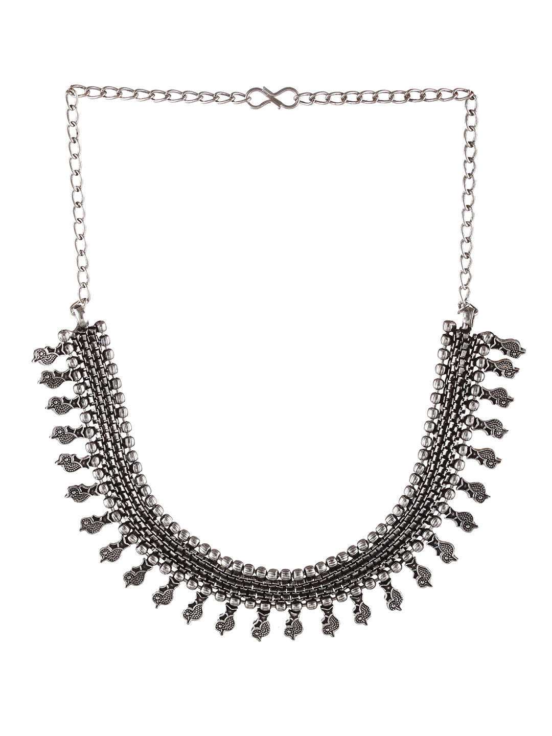 Oxidised Silver-Tone Bird Motif Necklace - Jazzandsizzle