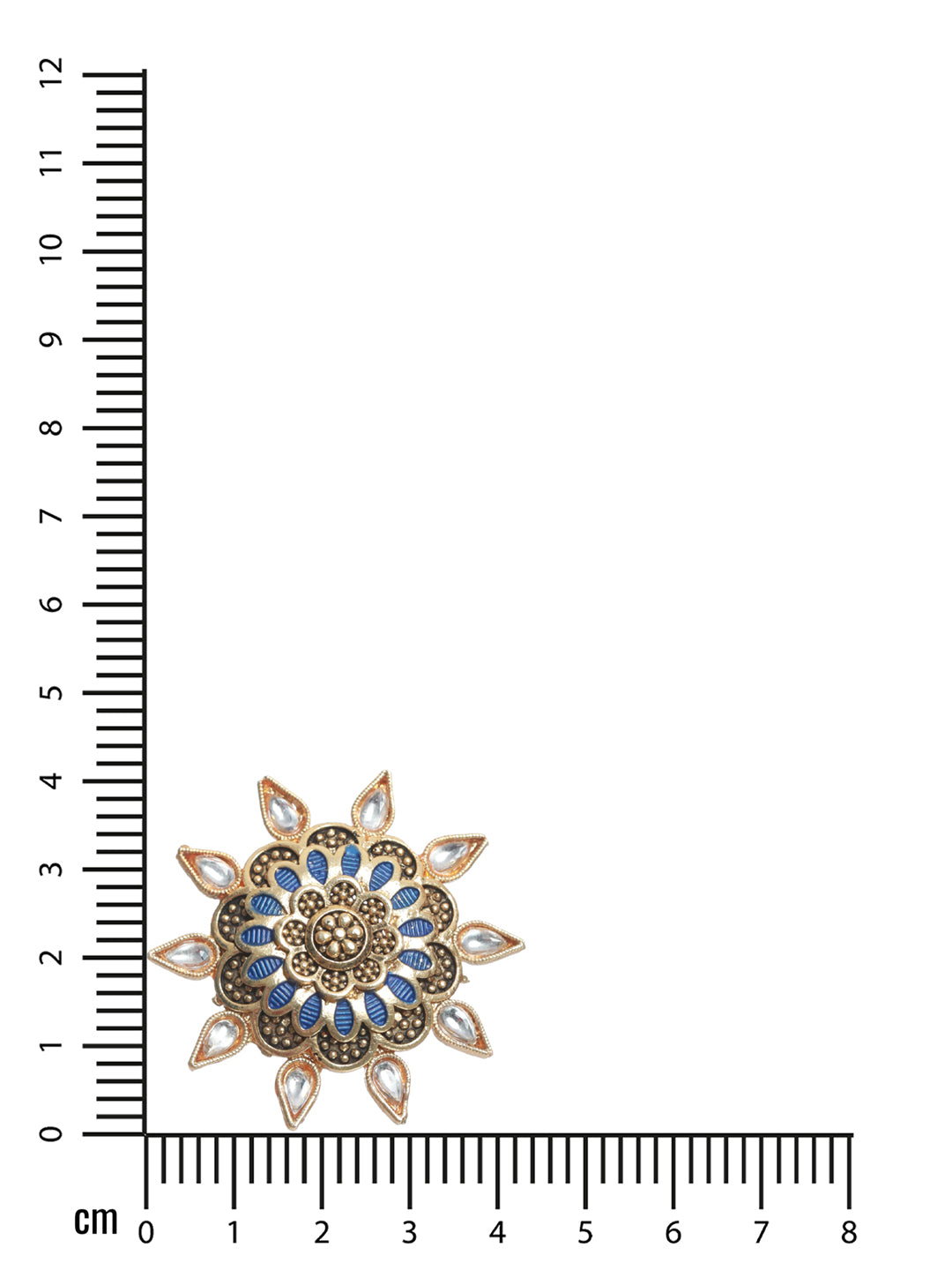 Gold-Plated Blue Enamelled White stone Studded Handcrafted Adjustable Finger Ring - Jazzandsizzle