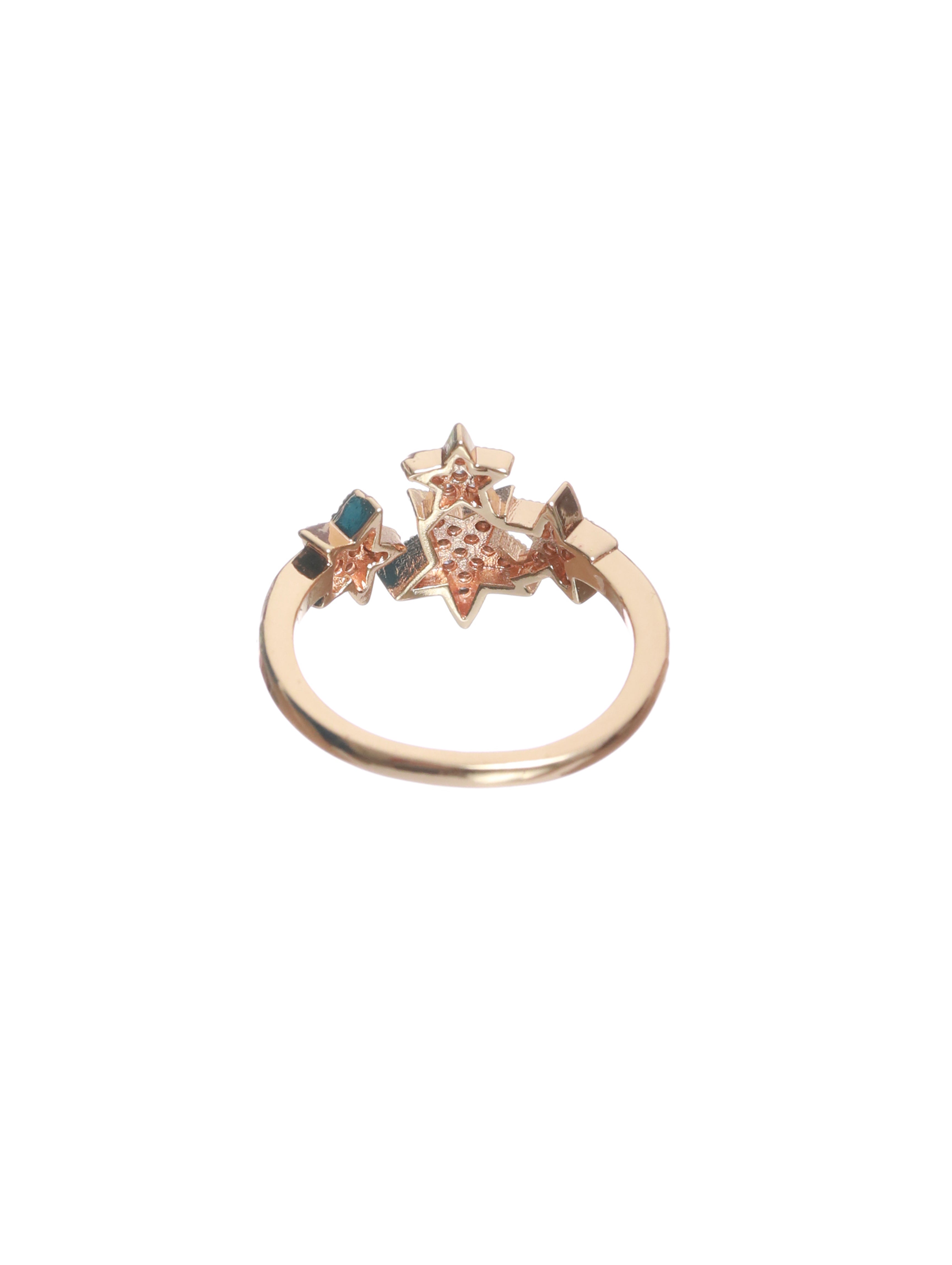 Rose Gold-Plated CZ-Studded Star Shaped Handcrafted Adjustable Finger Ring - Jazzandsizzle
