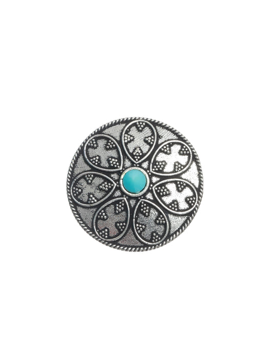 Oxidised Silver-Plated Blue Stone-Studded Finger Ring - Jazzandsizzle