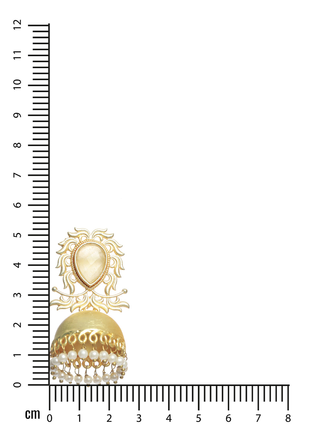 Gold-Plated & Yellow MonaLisa stone studded Dome-Shaped White Beaded Jhumka - Jazzandsizzle