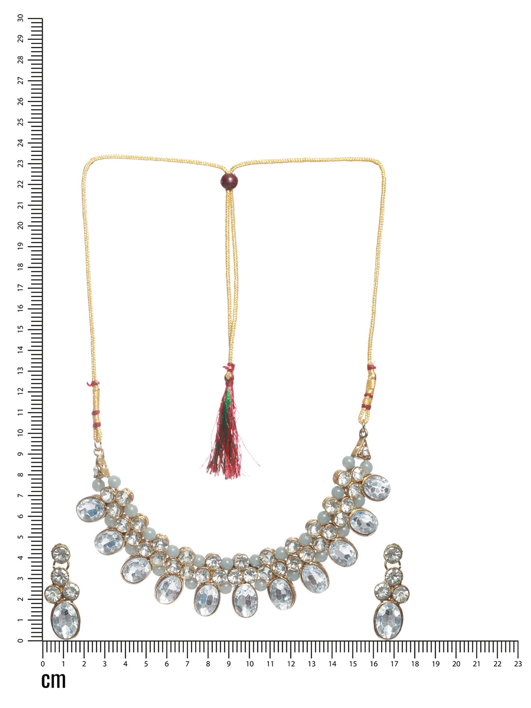 Gold-Plated Grey Crystal & Stone Studded Jewellery Set - Jazzandsizzle