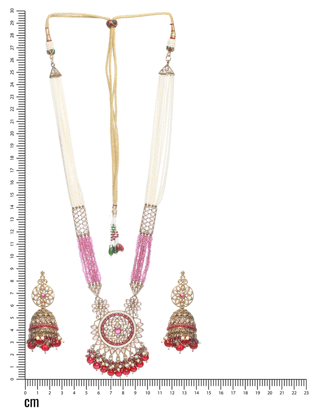 Jazz And Sizzle Gold Plated Purple & White Beaded Polki Rani Haar Jewellery Set - Jazzandsizzle