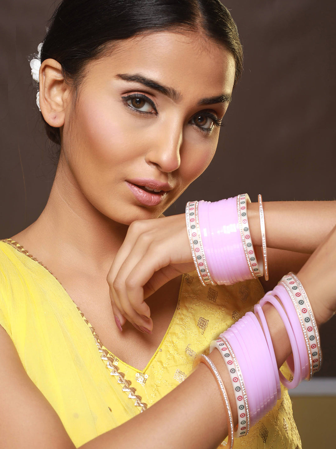 Set Of 36 Baby Pink Chuda Set - Jazzandsizzle