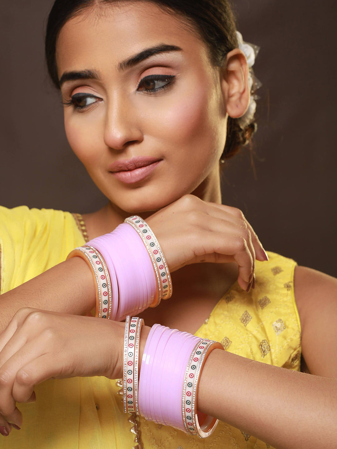 Set Of 36 Baby Pink Chuda Set - Jazzandsizzle