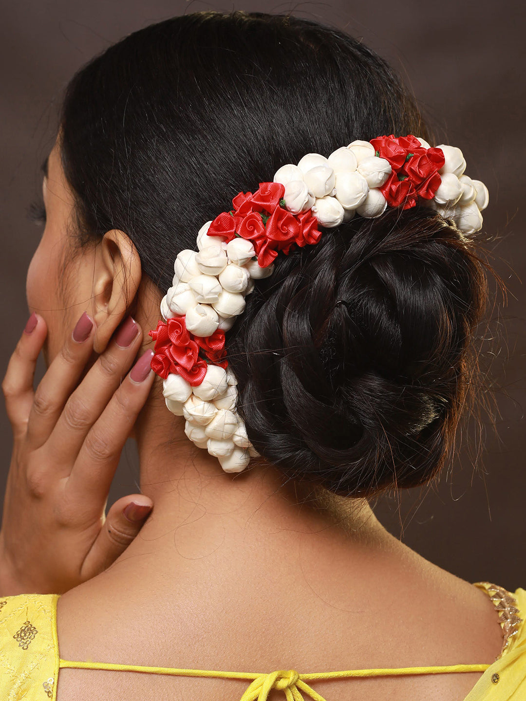 Red Roses | Bridal hairdo, Bridal hair buns, Bridal hair decorations